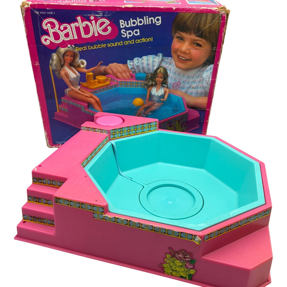 Vintage 1983‎ Mattel Barbie Bubbling Spa Hot Tub Playset 7145 with Box Pink USA